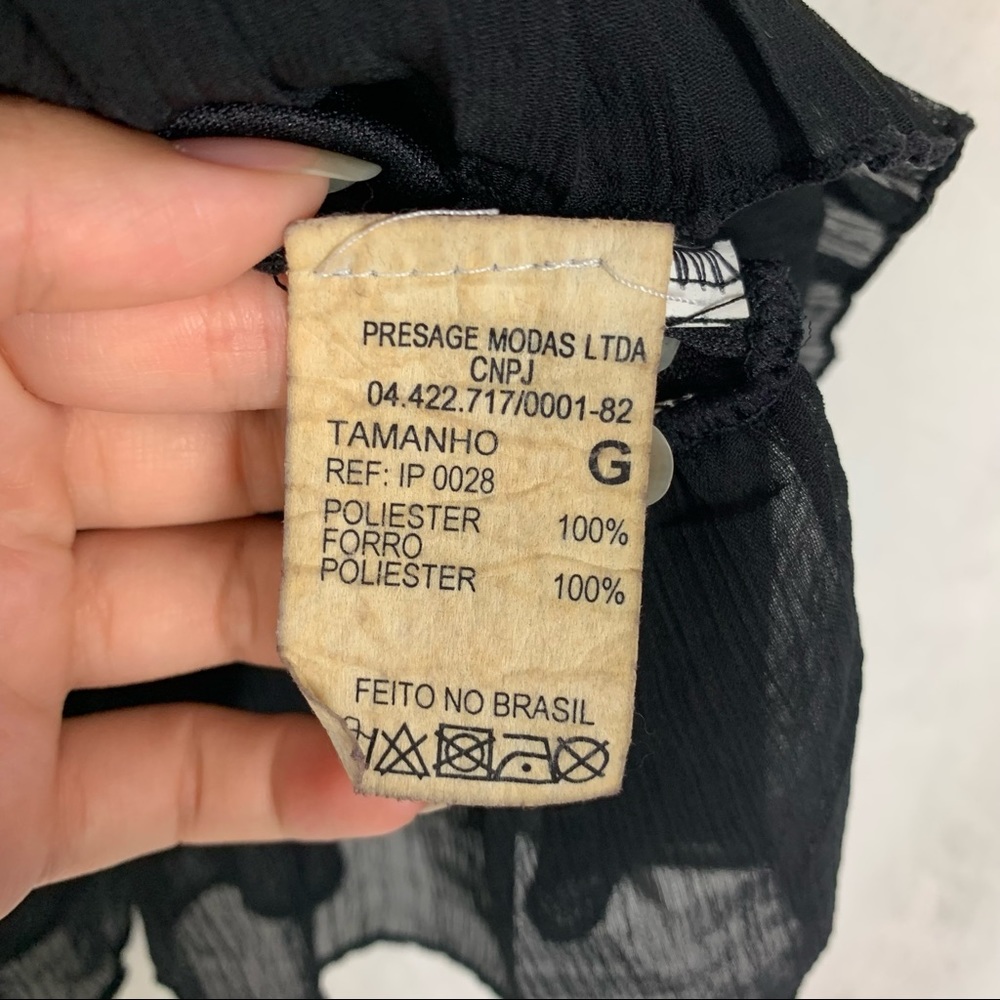 presage medium nwot black mesh crinkle floral camisole - Picture 5 of 8